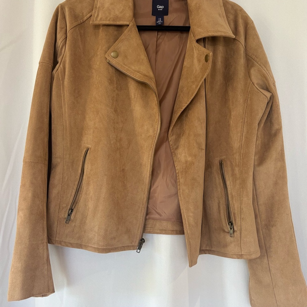 GAP Women's Tan Faux Suede Jacket, size 12